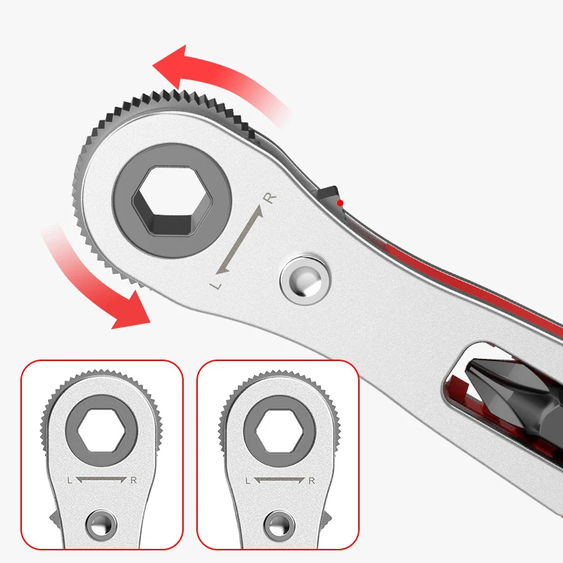 Mini clé à cliquet Phillips, support d'embouts fendus, poignée de tournevis à tige hexagonale de 1/4 "pour espace étroit, ensemble d'outils à main 1 pièce