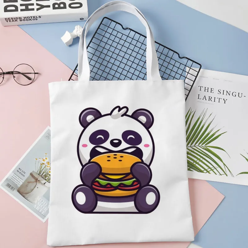 Bolso de compras con estampado gráfico de Panda de Anime, bolsa de hombro, bolsas de lona, bolso de mano universitario de gran capacidad, envío directo