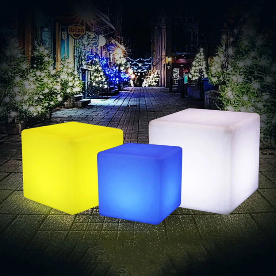 Veilleuse de Table LED Rechargeable, Lampe Tabouret Cube Étanche avec Télécommande, RVB, Couleur Proxy, Piscine, ix, Chaise, 30cm