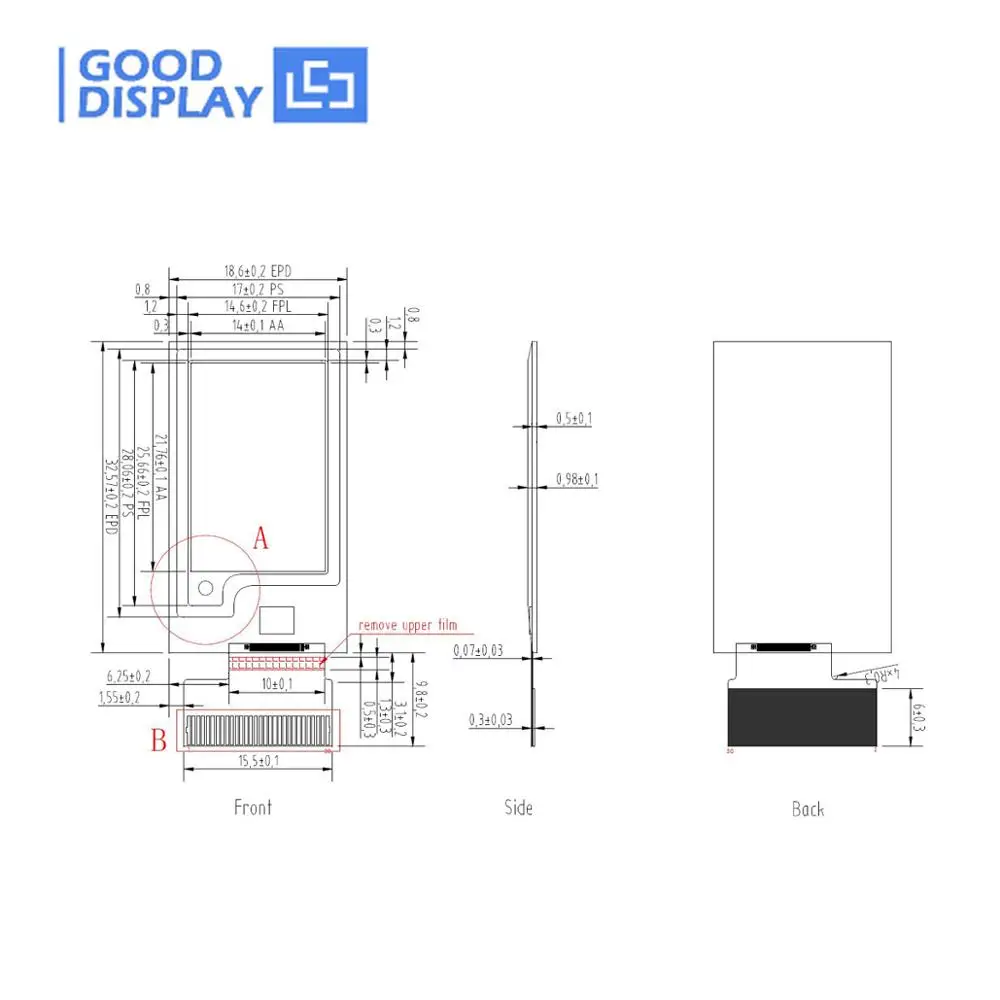 Ultra-Clear 1.02 Inch Mini E Ink Display 0.3s Partial Refresh, GDEW0102T4 (30PIN)