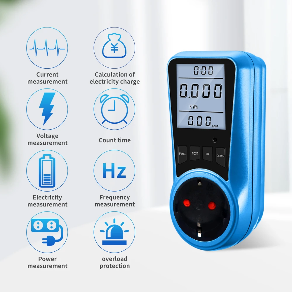 AC 230V 50Hz Wattmeter Voltage Power Energy Meter vu Meter Electrico Analyzer Monitor Electricidad EU UK Plug Socket 50% OFF