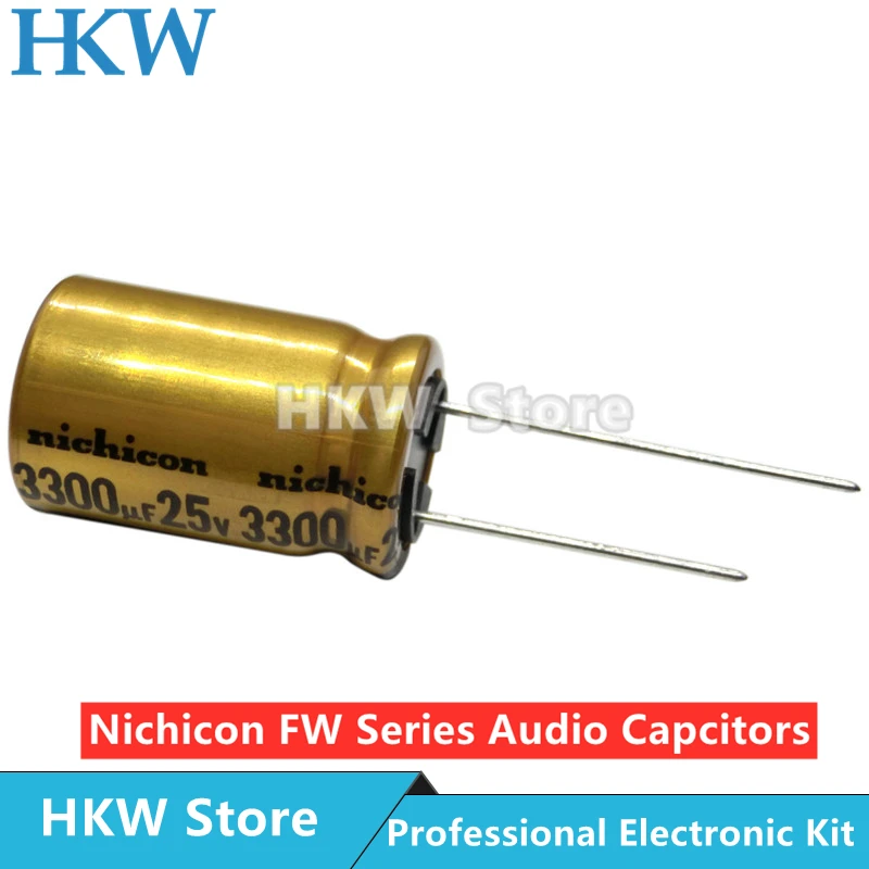 6pcs NICHICON 3300UF 25V 16X25mm FW Series Electrolytic Capacitors Hi-Fi Audio Capacitor New and Original 25V3300UF 16*25MM