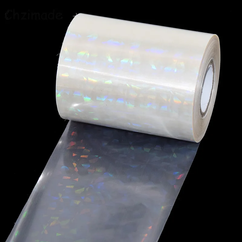 Chzimade 1Roll 120mx8cm Holographic Nail Foil Gold Silver Nail Art Transfer Decal Foil Sticker Decals Nail Decoration