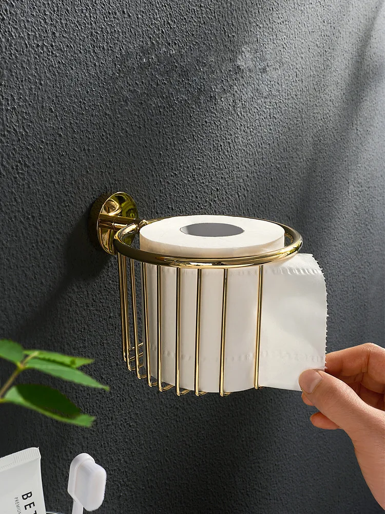 

Copper Bathroom Paper Basket Wall Mounted Solid Brass Bathroom Shower Shampoo Shelf Bathroom Shelf Paper Box Gold/Black/Chrome