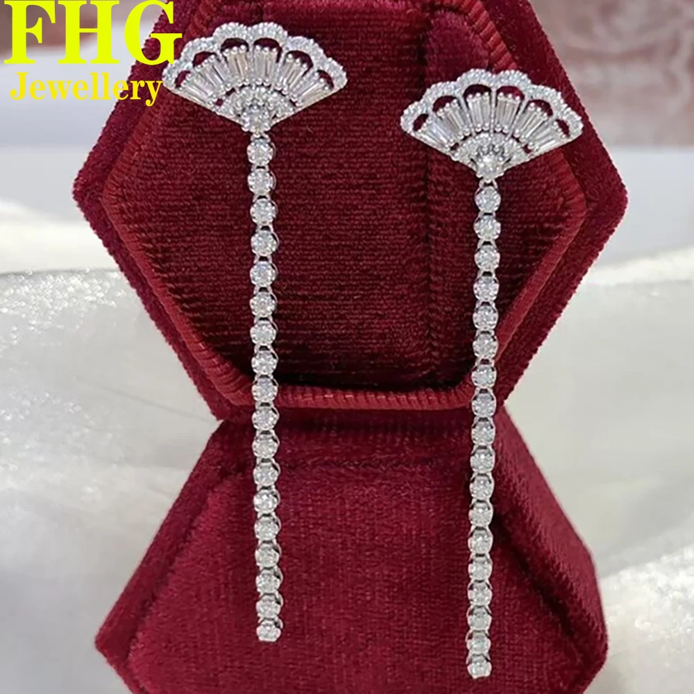 18k Au750 White Gold Earrings Natural diamond 1.12Carat tassels Earring Wedding Party Engagement Anniversary Fashion Elegant