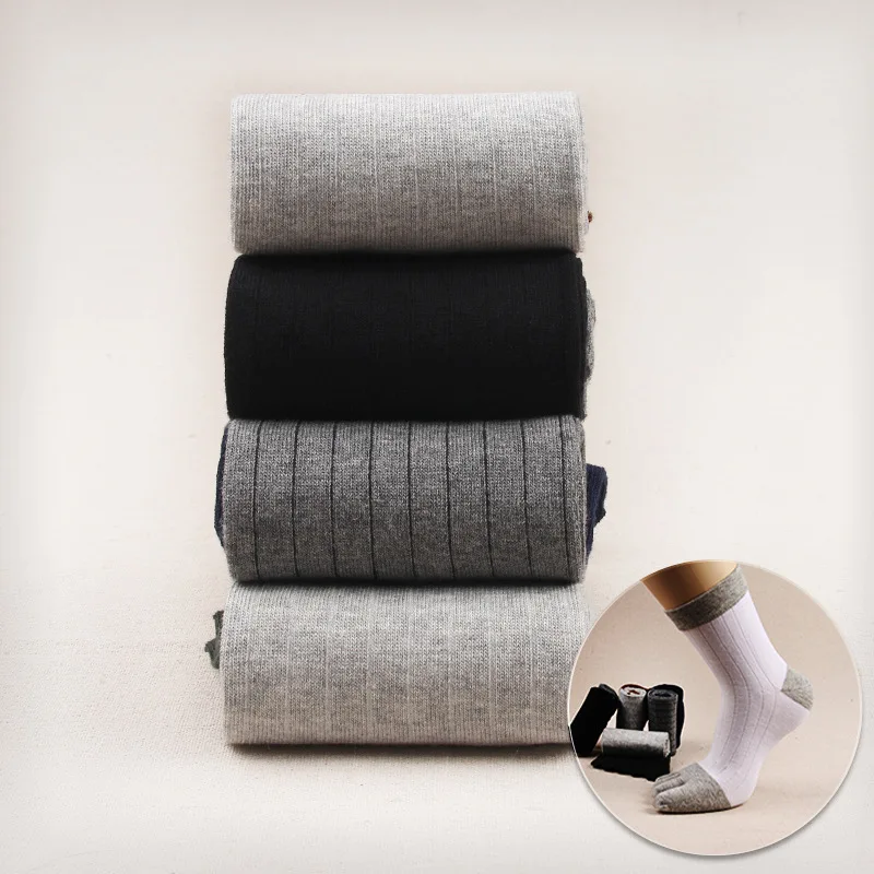 

10pcs = 5pairs Men's new winter toe socks antibacterial deodorant toe socks cotton tube socks male combed cotton socks wholesale