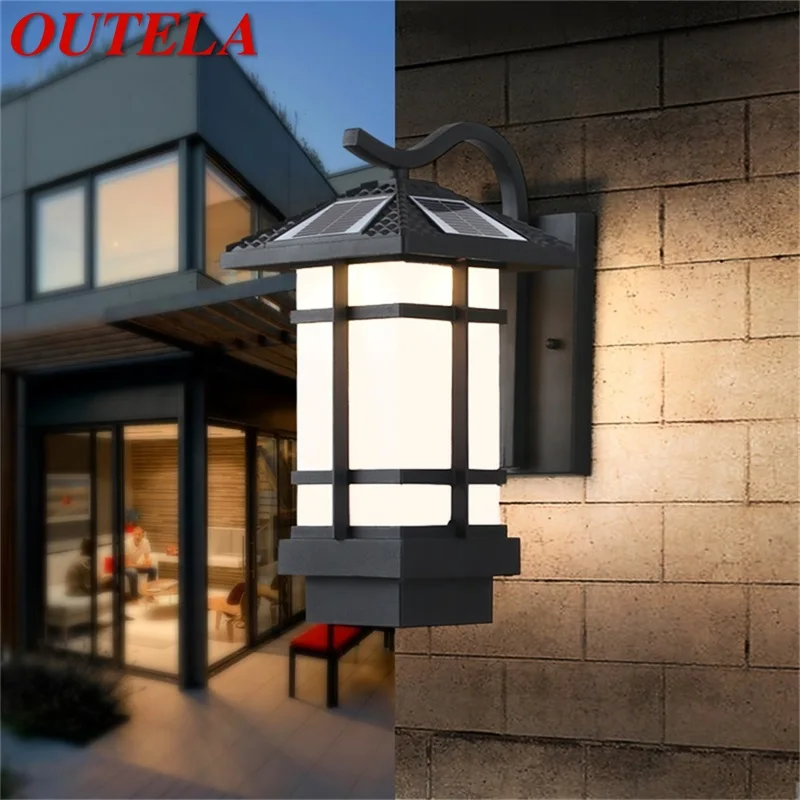 OUTELA-Aplique Solar de pared para exteriores, iluminación moderna LED impermeable para Patio, porche, balcón, Patio, Villa y pasillo