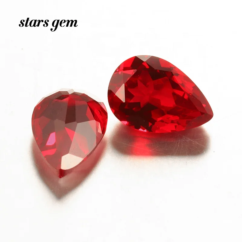 شكل الكمثرى 5x7mm-13x18mm مختبر نمت روبي الأحجار الكريمة لإعداد المجوهرات