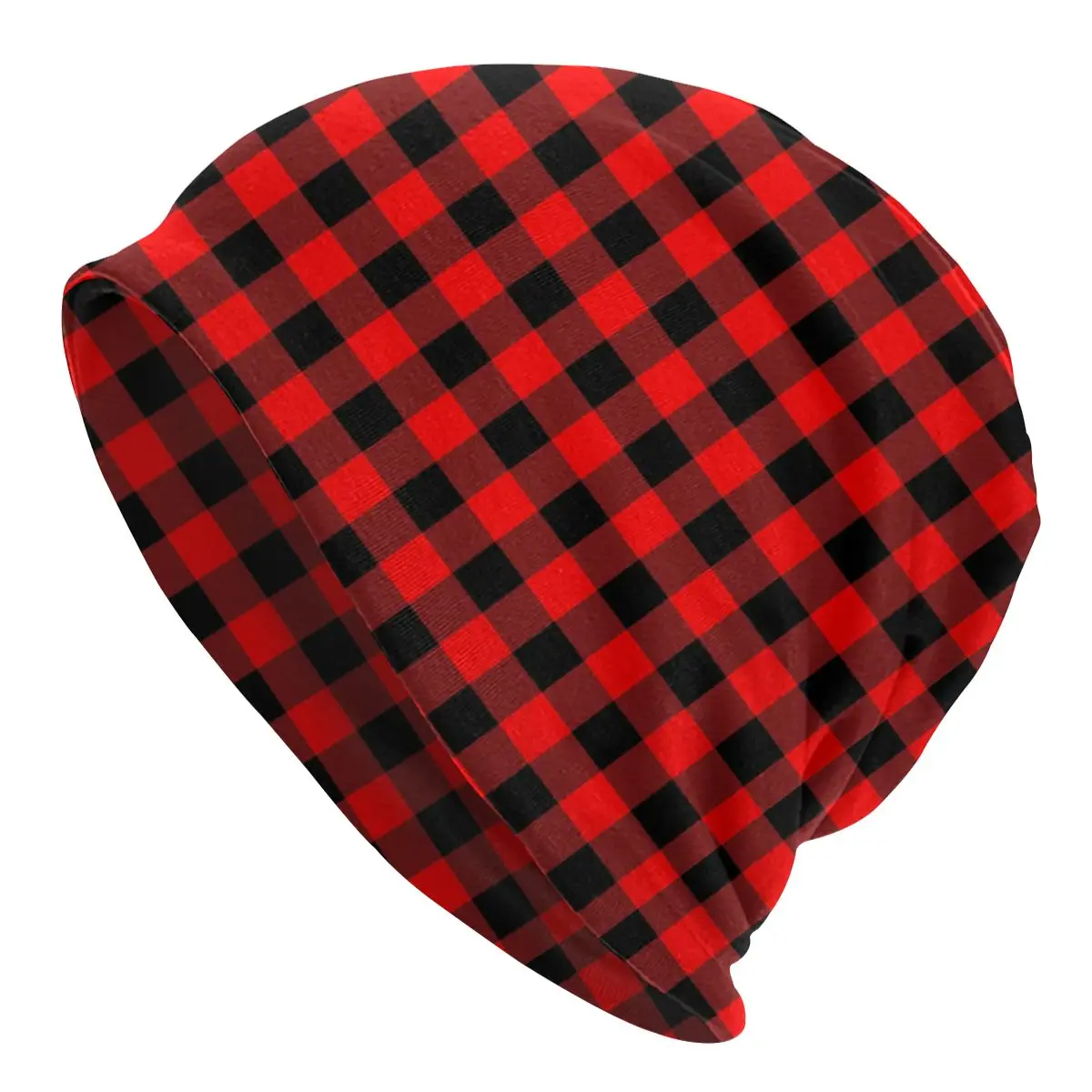 

Custom Classic Red Black Buffalo Plaid Bonnet Femme Hip Hop Knit Hat For Winter Warm Fashion Tartan Gingham Beanies Caps