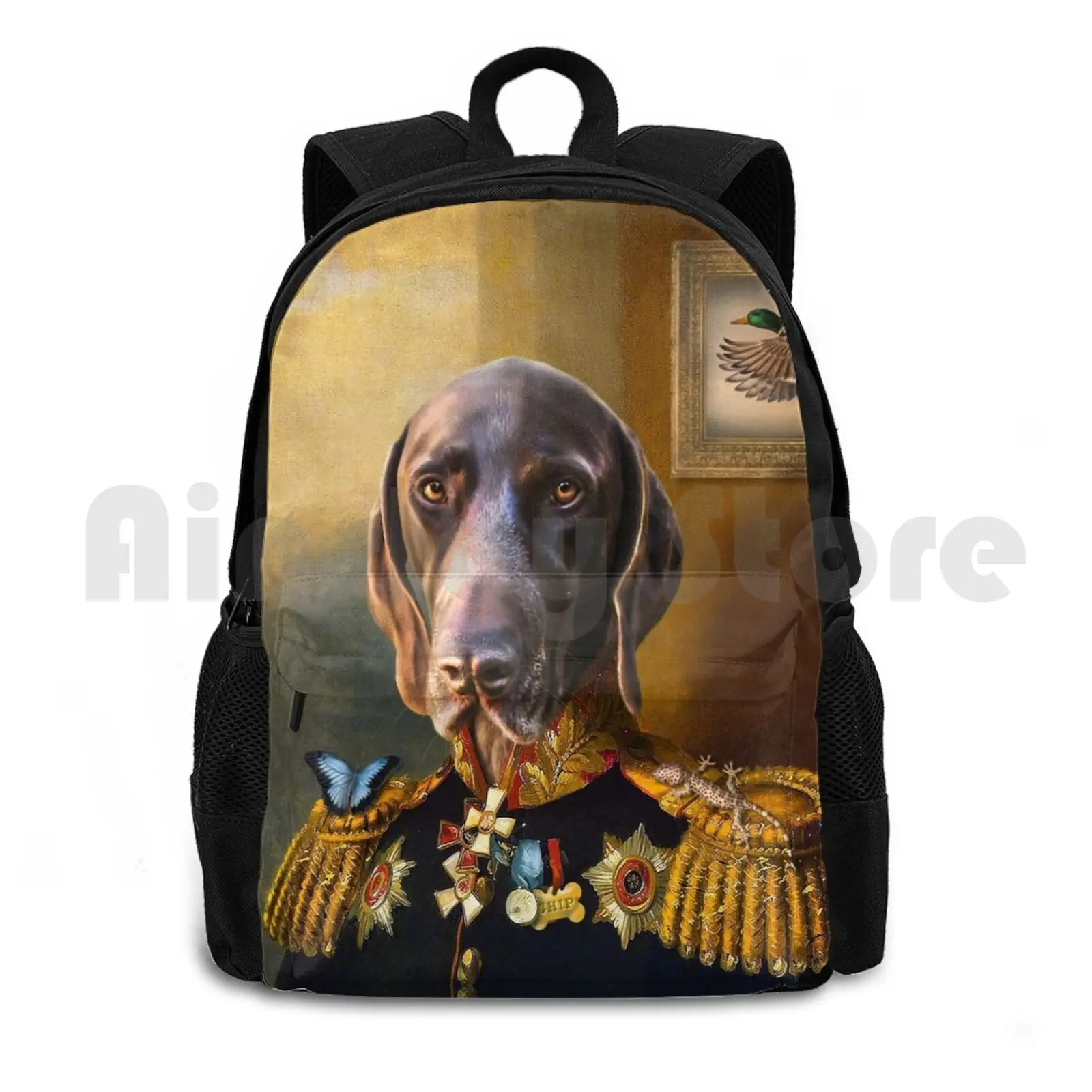 

German Short Haired Pointer Dog Portrait-Chip Outdoor Hiking Backpack Waterproof Camping Travel German Shorthaired Pointer