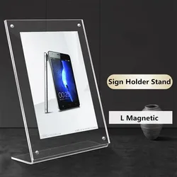 3 Pieces A4 Magnetic Acrylic Sign Holder Display Stand - 8.5 x 11 Inches Ad Frames Table Plastic Brochure Menu Holder