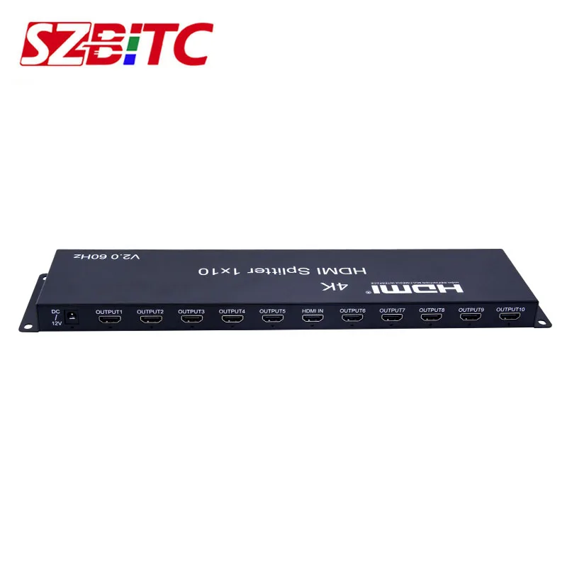 SZBITC 4k HDMI Splitter 1 in 10 out Video Distributer 1x10 HDMI Converter EDID Button for PC DVD to TV Monitor