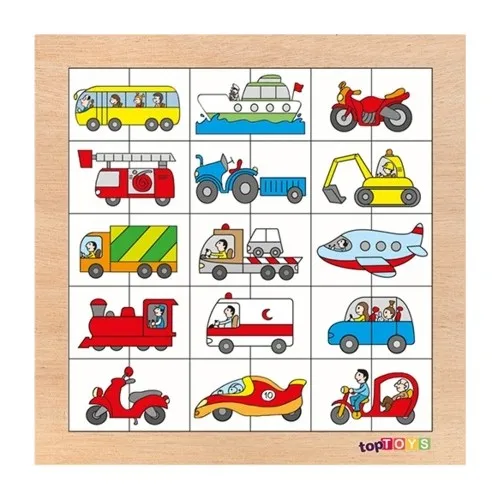 Toptoys Match Mix Vehicles Wooden Puzzle