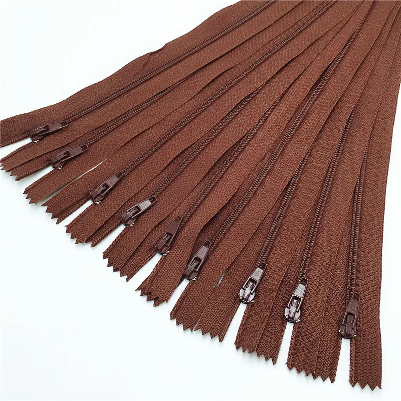 

10pcs Coffee color 3# Closed Nylon Coil Zippers Tailor Sewing Craft (6-24 Inch) 15-60CM