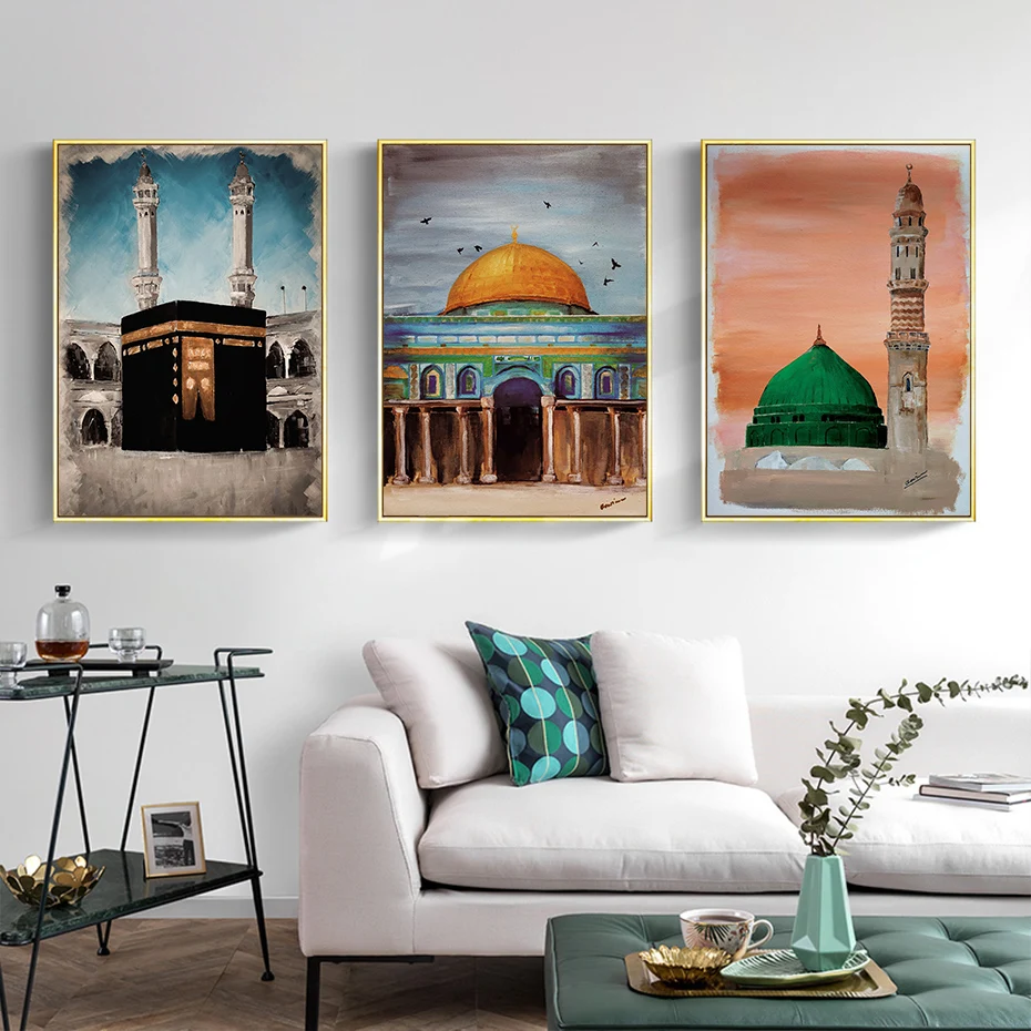 Islamic Canvas Al Aqsa Mosque Muslim Posters Canvas Painting Wall Art Print Pictures Bedroom Living Room Interior Home Decor