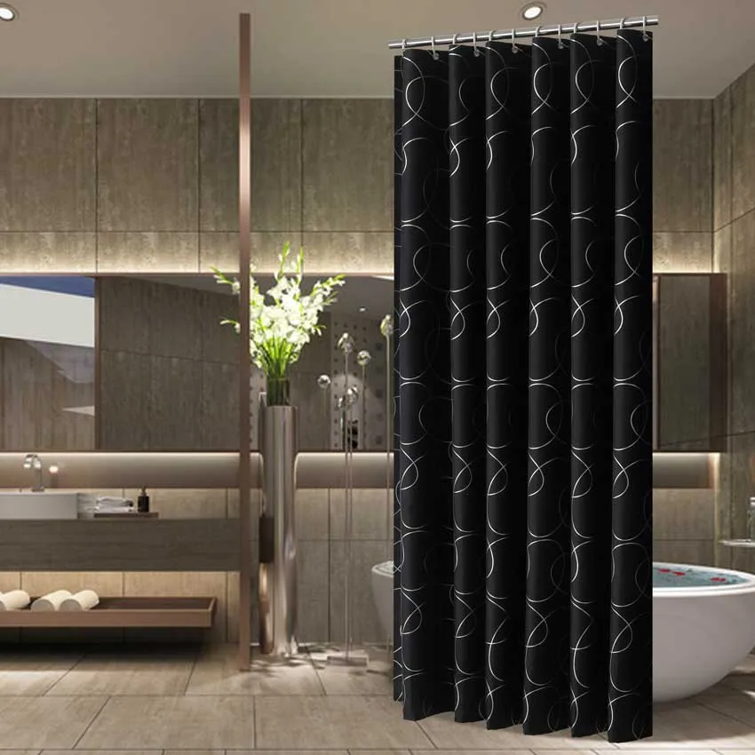 Modern Shower Curtains Geometric Flowers Cartoon Bath Curtain Cortina Waterproof Polyester For Bathroom with 12pcs Plastic Hooks