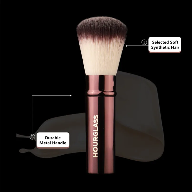 Hourglass Retractable Foundation Makeup Brush - Soft Flawless Travel Sized Foundation Powder Blush Beauty Cosmetics Brush Tools