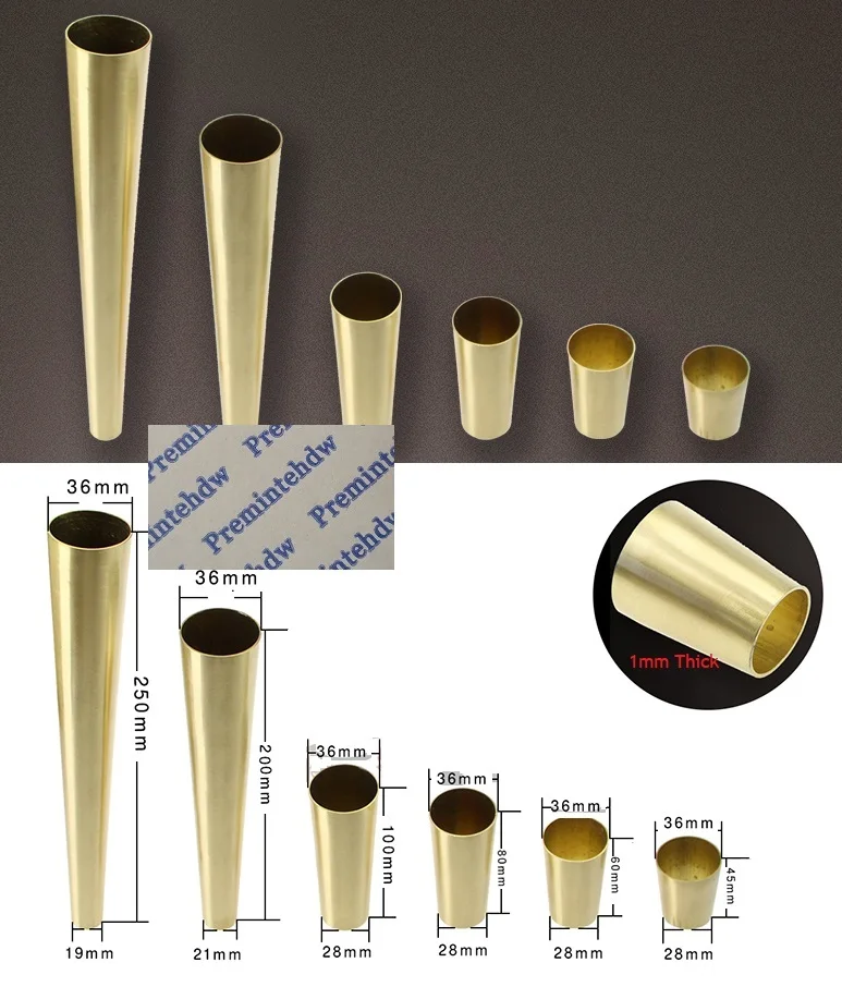 

4Pcs Tapered Brass Tip Cap For Mid-Century Modern Table Chair Seat Leg Feet