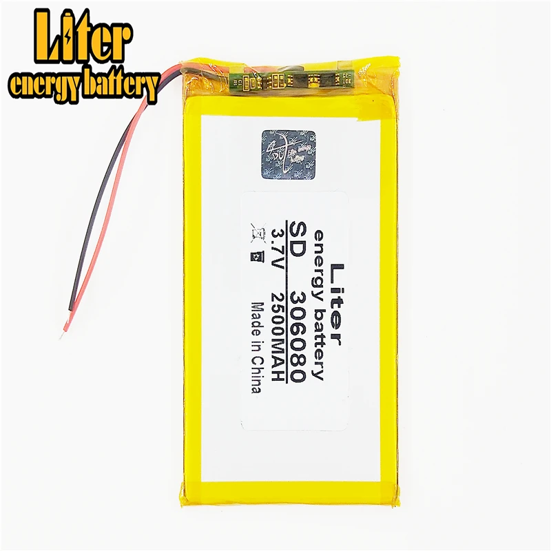 li-po 3.7V 2500mAh,[306080] PLIB; polymer lithium ion / Li-ion battery for SMART WATCH,GPS,mp3,mp4,cell phone,DVD,SPEAKER