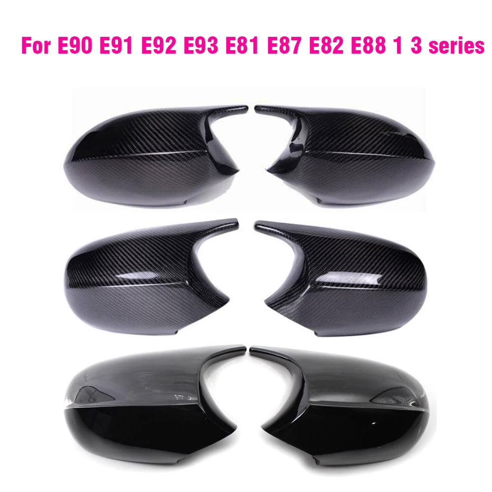 Rear view Mirror Covers  Caps for Bmw E81 E82 E87 ,116i 118i 120i E88 E90 E91 2008-2011, 320i 330i 330d Carbon Fiber Gloss Black 