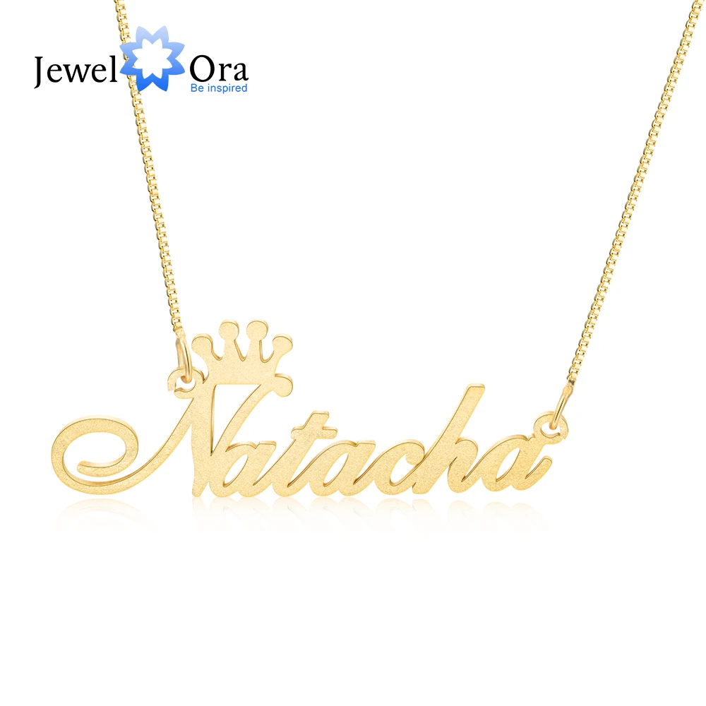 

JewelOra Customized Name Crown Nameplate Women Personalized Letter Necklaces & Pendants Jewelry Birthday Gifts for Girlfriend