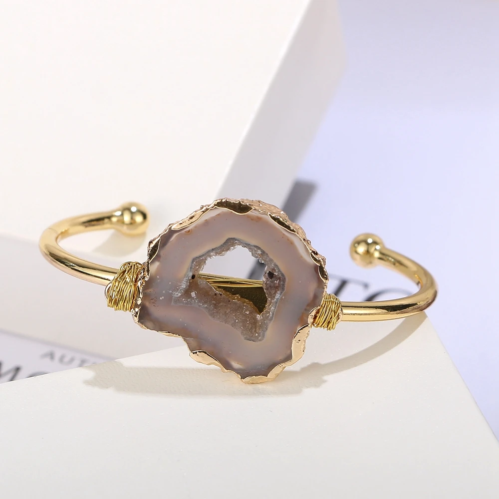 

Mankuu Women's Cuff Bracelet Natural Stone Jewelry Making Striped Semi-Precious Fashion New Accessories Vintage Contracted