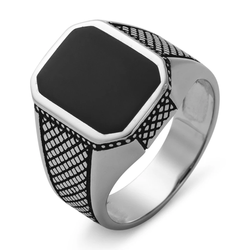 

Eulonvan Fashion Charm Wedding 925 Sterling Silver Rings Jewelry & Accessories For Men Black Resin S-3819 Size 7 8 9 10 11 12 13