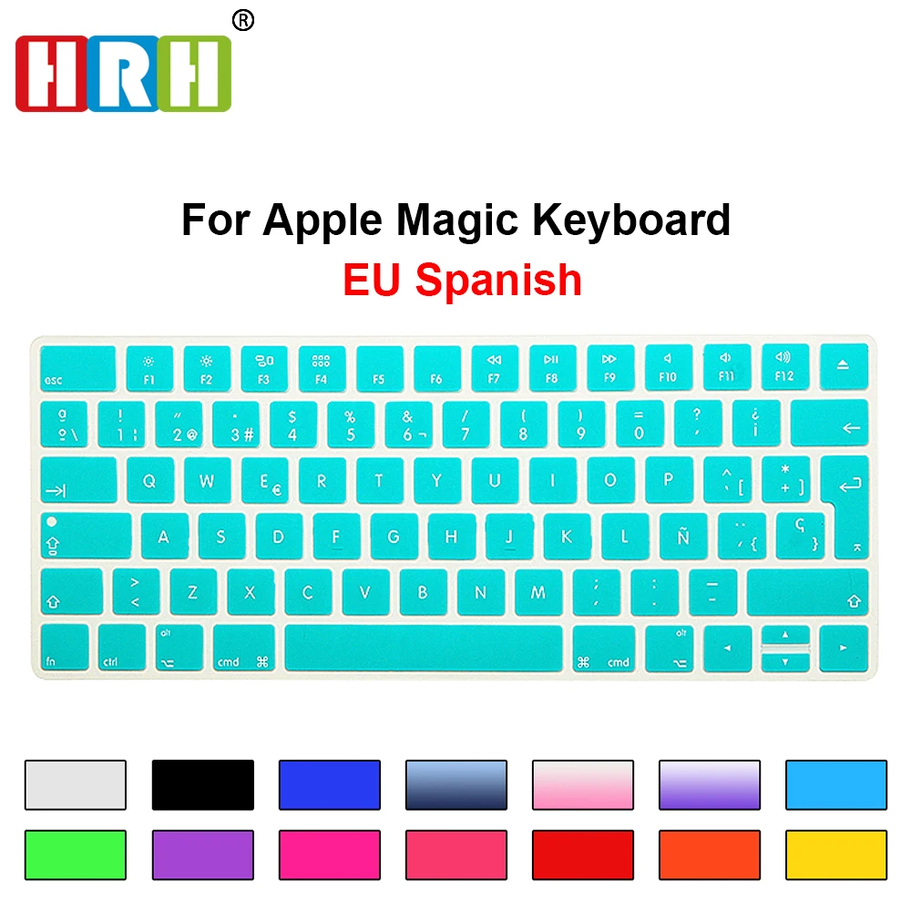 HRH Slim ESP Spanish Keyboard Cover Silicone Skin For Apple Magic Wireless Bluetooth Keyboard MLA22LL/A (A1644,2015 Released)