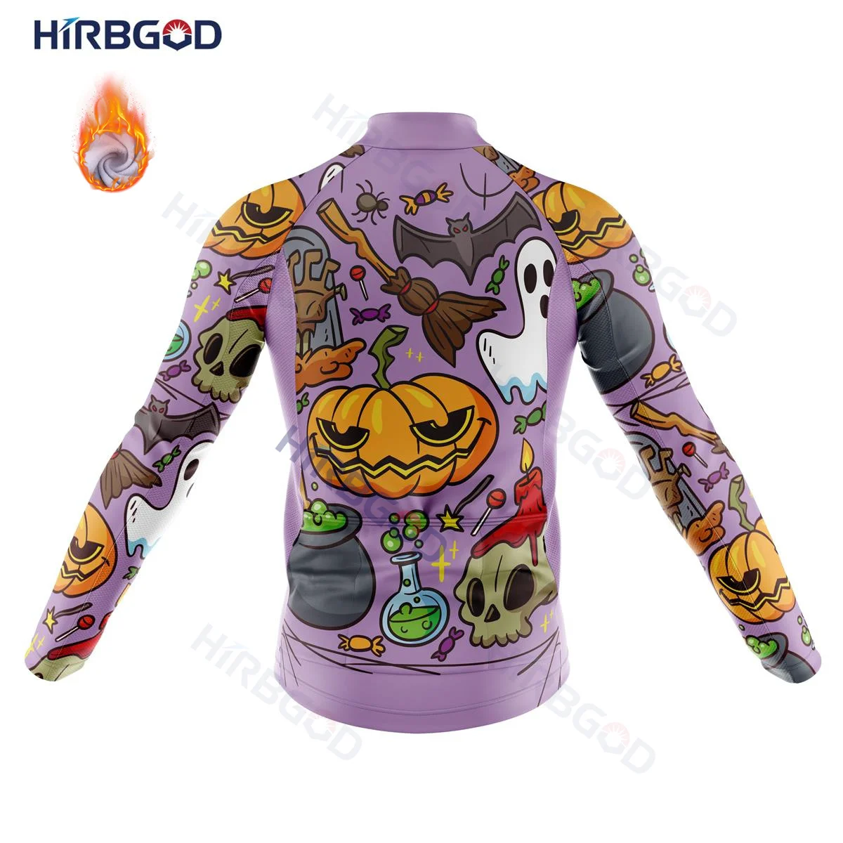 HIRBGOD New Halloween Decoration Men Long Sleeves Winter Cycling Jersey Thermal Fleece Cycling Clothing Outdoor Bike Clothing