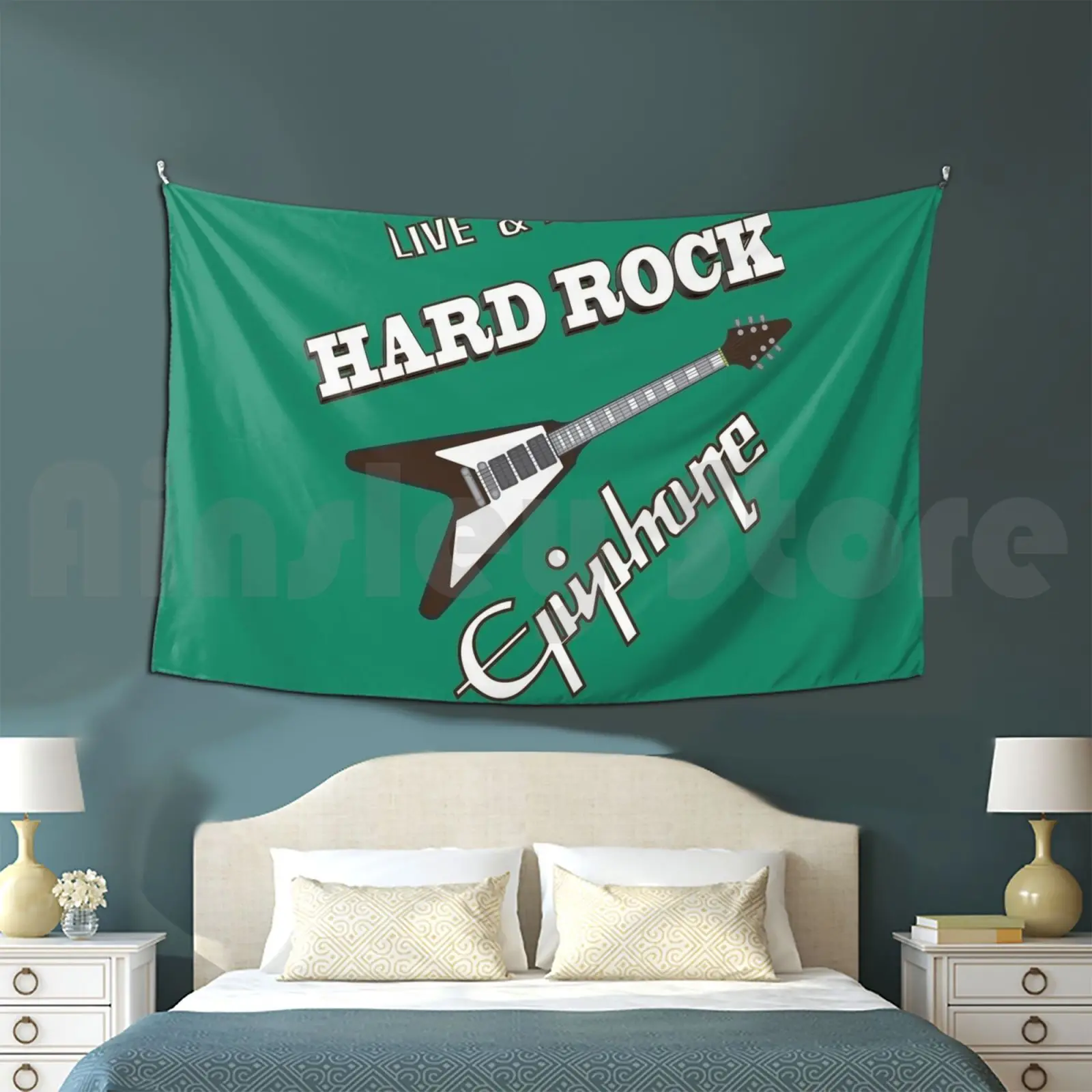 Live & Loud Tapestry Living Room Bedroom Guitar Epiphone Music Song Hevimetal Star Dave Grohl Electric