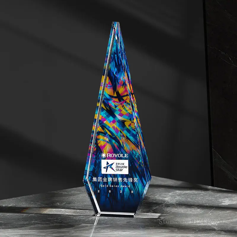 Customized Crystal Trophy, Color Printing as a Prize, Sports Movie Award, Delivery on a Commemorative, Home Decoration