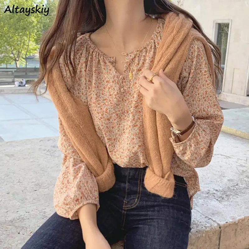 Blouses Women Summer Floral Casual Pullovers All-match Daily Fashion Harajuku Elegant Temperament New Vintage Clothing Tunic Top