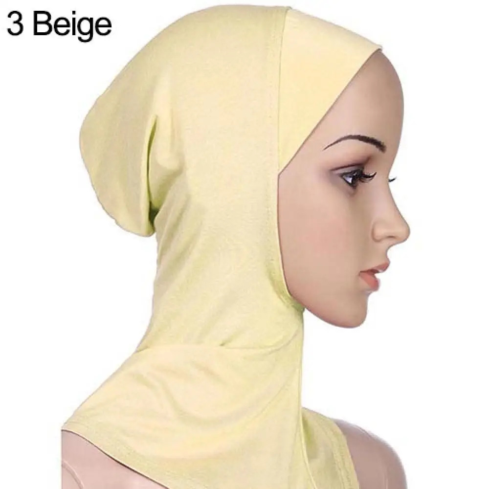 Women Soft Solid Color Full Cover Scarf Cap Underscarf Neck Head Bonnet Hat Accessories