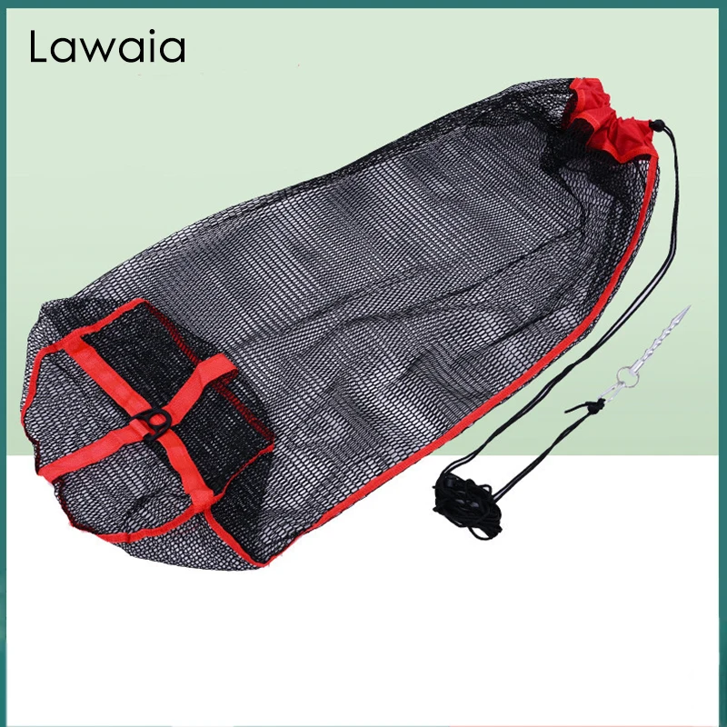 Lawaia Fishing Cage with Ground Insert Net Pocket Glued Mesh Fishing Net Bag for Field Fishing Fishing Accessories