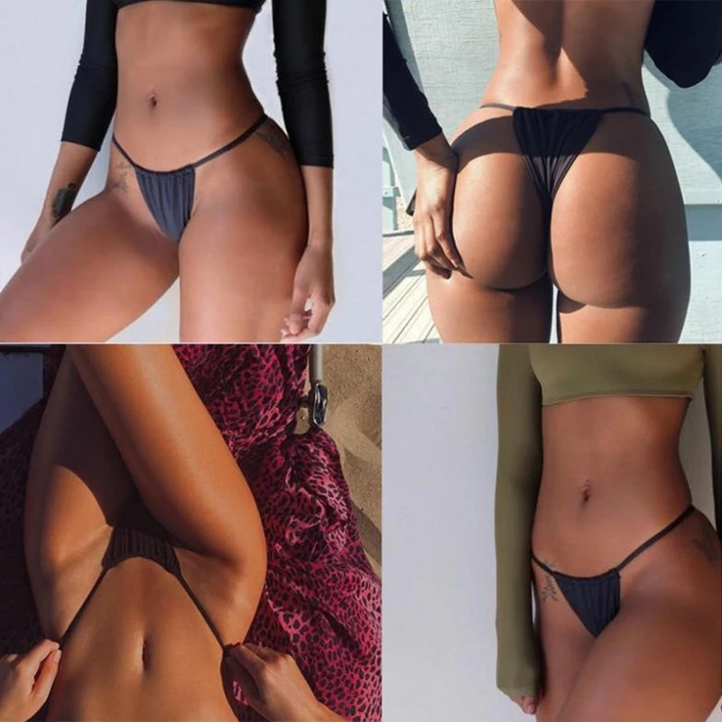 2020 Womens Swimwear Brazilian Cheeky Bikini Bottom Side Tie Thong Bathing Swimsuit Black Sexy Briefs Summer thongs Beachwear