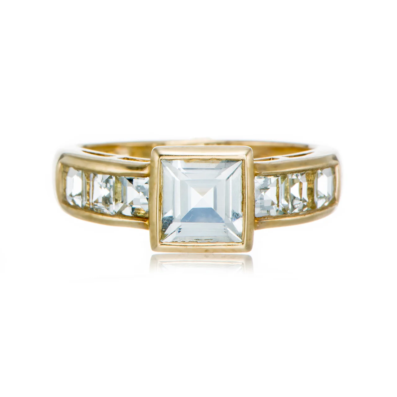 

GESIDE Aquamarine 18k Yellow Gold Over Sterling Silver Ring. wedding crystal handmade jewelry plata 925 handmade jewelry