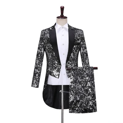 100%real mens leopard  tuxedo swallowtail jacket with pants performance jacket/party/stage performance/jacket &pants