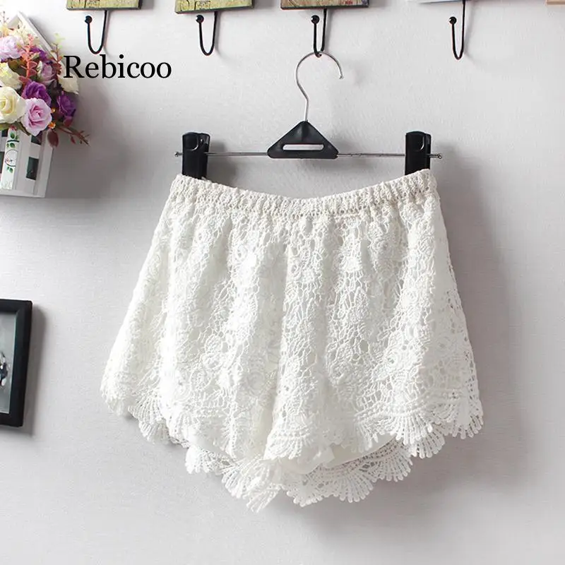 Summer  New Women Sexy Lace Shorts Cotton Floral Lace Crochet Mini Shorts Leisure Short Trousers