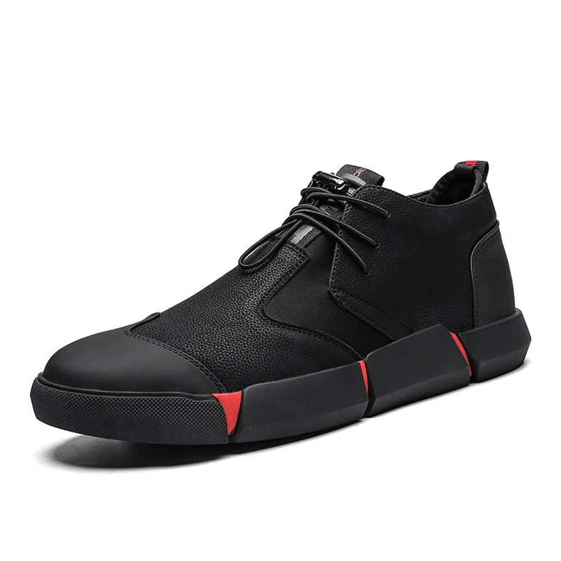 NEW Brand High quality all Black Men\'s leather casual shoes Fashion Breathable Sneakers fashion flats big plus size 2020 rtg