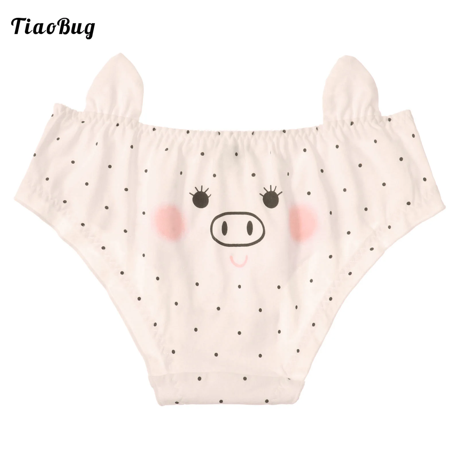 Kawaii Women Student Cotton Soft Cute Briefs Low Waist Elastic Waist Catoon Pig Print Polka Dots Print Pig Ears Adorned Panties