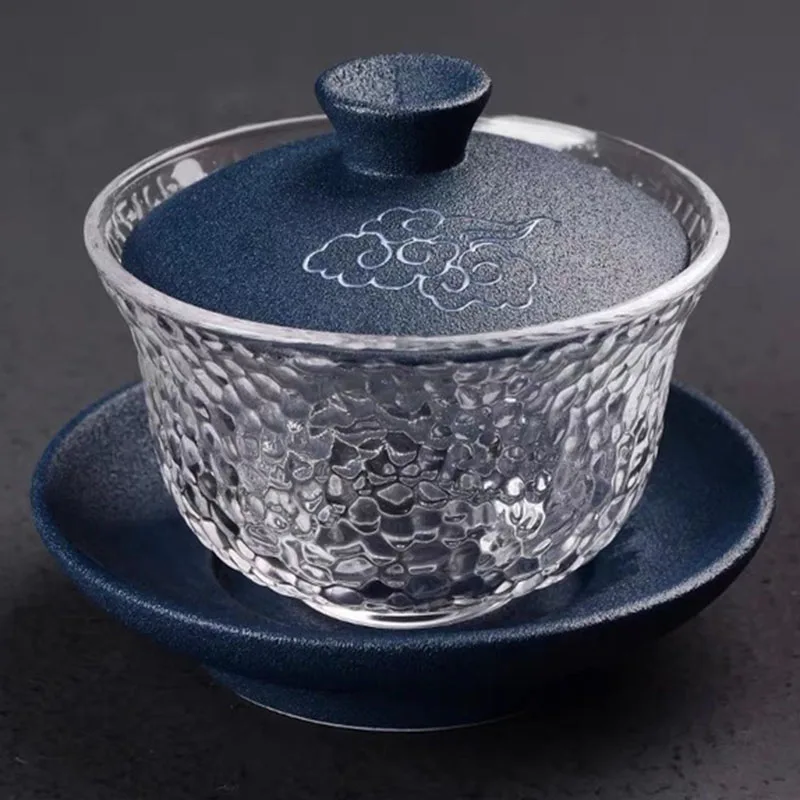 Japanese Style Heat-resistant Glass Gaiwan Transparent Kungfu Tea Cup Household Sancai Teaware Kitchen Drinking Accessories