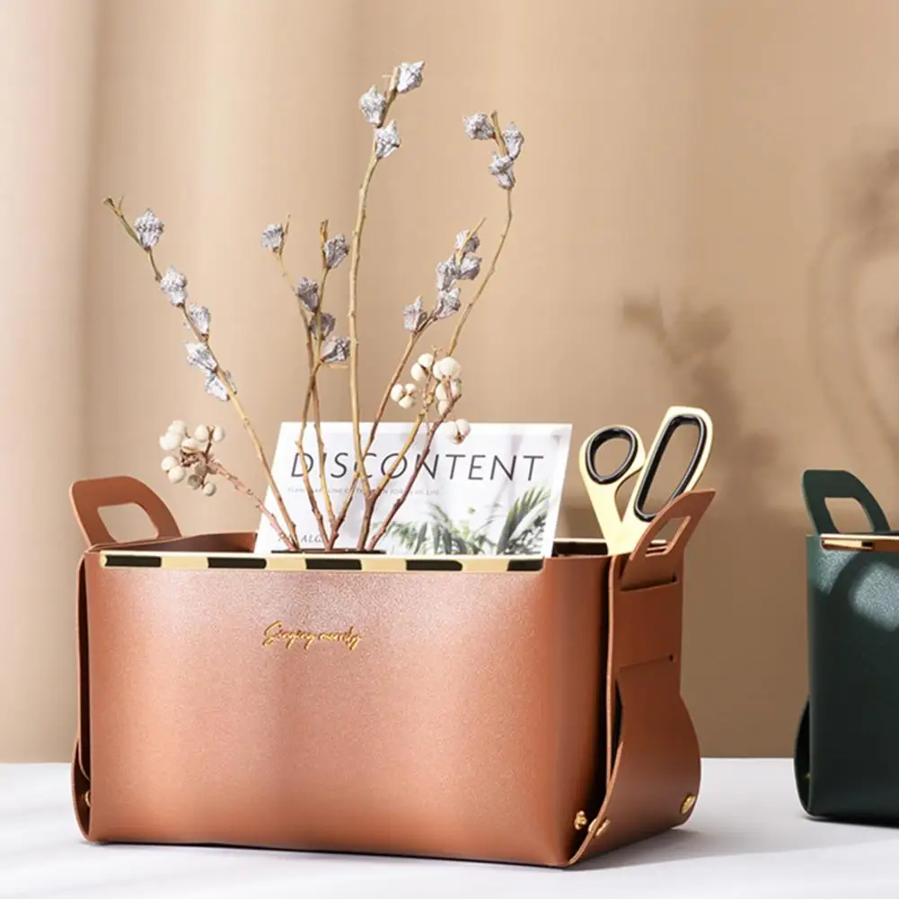 2021 Cosmetic Container High Capacity Folding Faux Leather Creative Desktop Storage Box for Home Desktop Storage Tray Wholesale