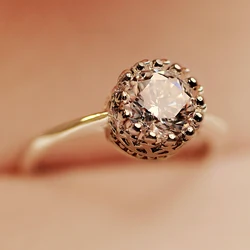 Statement Crown Promise ring 10K Gold Plated AAAAA cz Engagement Wedding Band Rings for women Bridal Party Jewelry