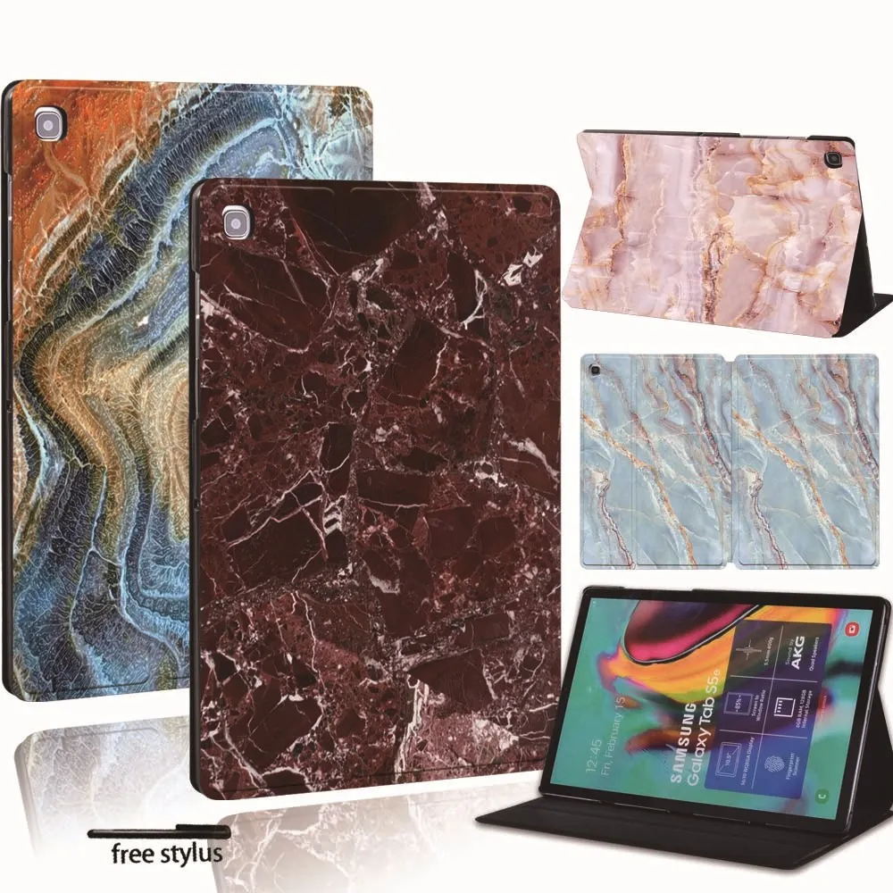 

For Samsung Galaxy Tab A A6 7"10"/A7/A8/S6 Lite 10.4"/Tab A 8.0/E /S5E Printed PU Leather Smart Tablet Marble tablet Stand Case