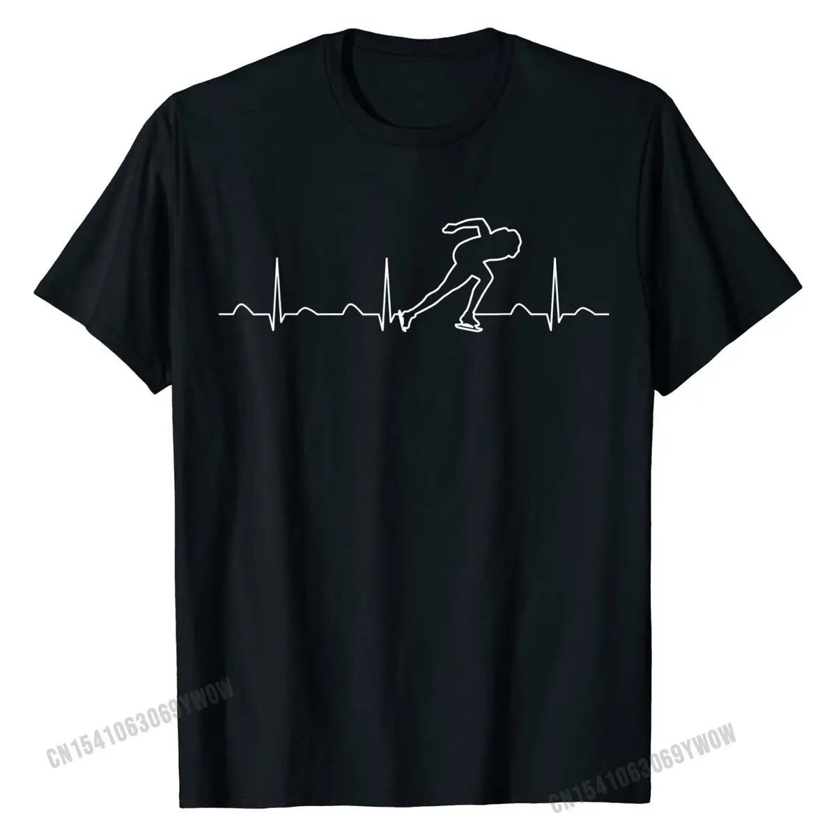 Speed Skating Heartbeat Shirt, Funny Cute Skater Love Gift Print Mens Top T-shirts Funky Cotton Tops & Tees Fitness Tight