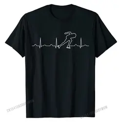 Speed Skating Heartbeat Shirt, Funny Cute Skater Love Gift Print Mens Top T-shirts Funky Cotton Tops & Tees Fitness Tight