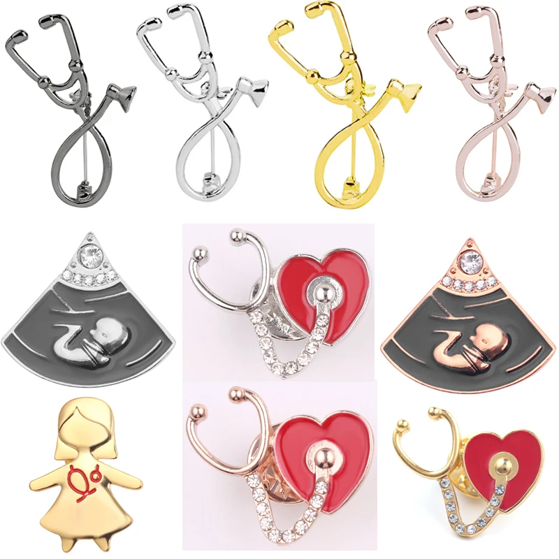 

20pcs/lot Medical Nurse Brooch Pin Stethoscope Baby NICU Women Jewelry Nursing Gift Brooches