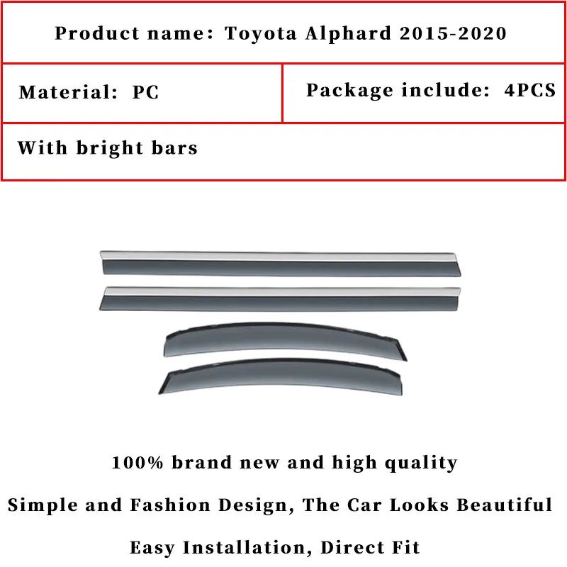 لتويوتا ألارد نافذة قناع سيارة المطر درع المظلة غطاء الكسوة نافذة جانبية منحرف باب المطر درع اكسسوارات 2015-2020