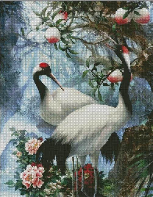 Chinese Crane Clear Picture Top Quality Red Crowned Cranes Animal Cross Stitch Kit 14CT Unprinted Embroidered Handmade Art Decor