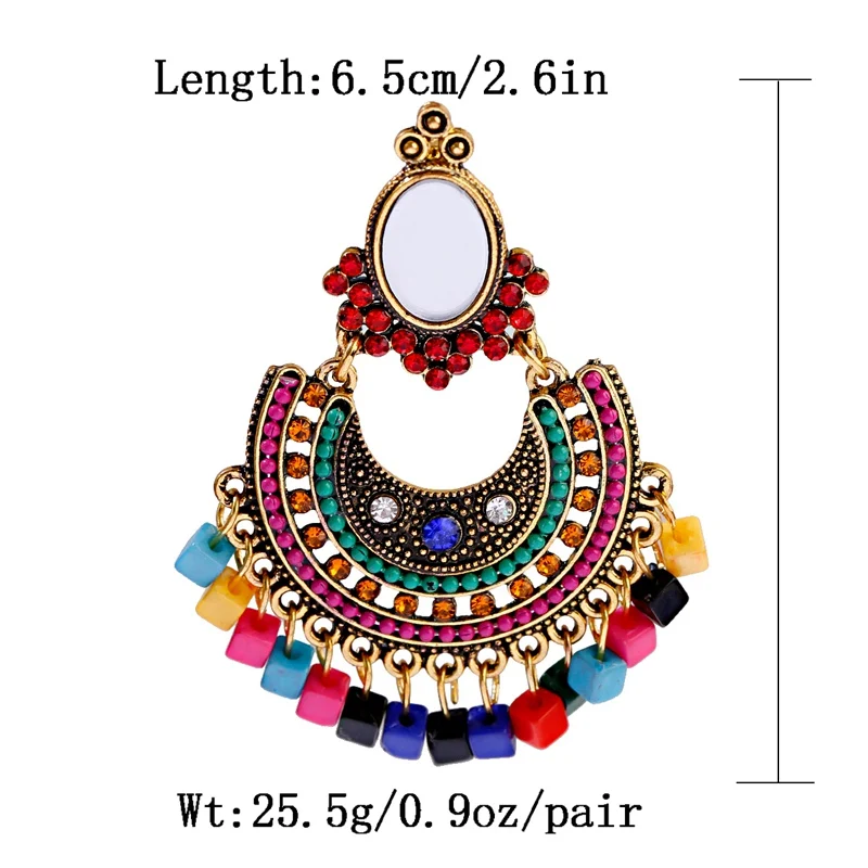 Boho Classic Women\'s Beads Tassel Earrngs Vintage Egypt Geometric Pakistan Gold Color Indian Jewelry Jumkas